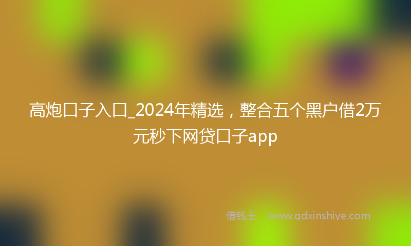 高炮口子入口_2024年精选，整合五个黑户借2万元秒下网贷口子app