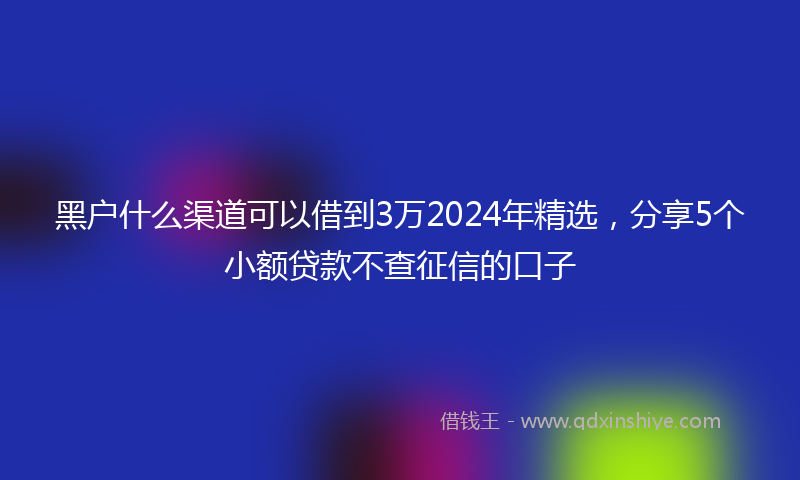 黑户什么渠道可以借到3万2024年精选，分享5个小额贷款不查征信的口子