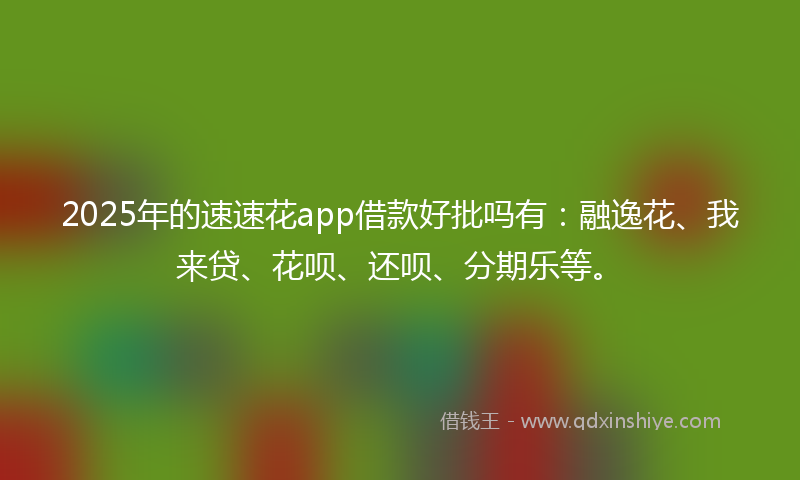 2025年的速速花app借款好批吗有：融逸花、我来贷、花呗、还呗、分期乐等。