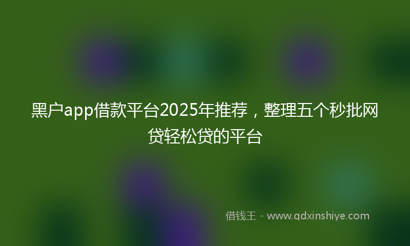 黑户app借款平台2025年推荐，整理五个秒批网贷轻松贷的平台