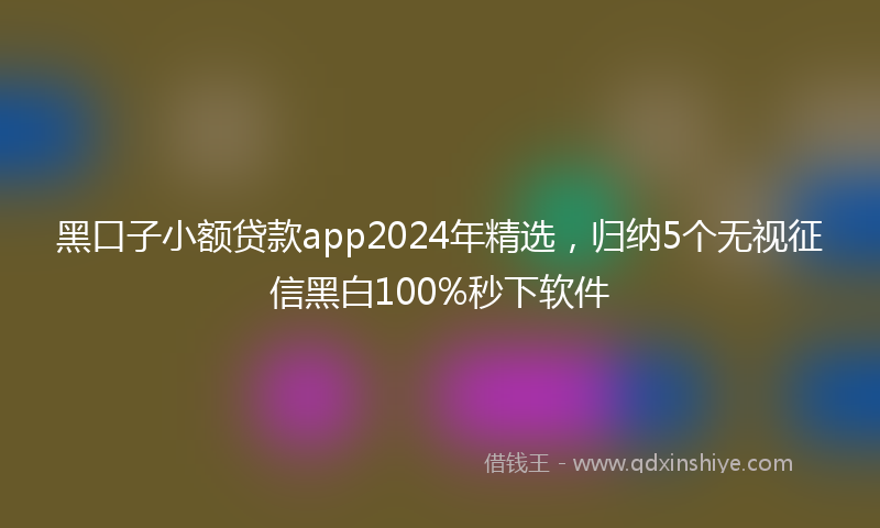 黑口子小额贷款app2024年精选，归纳5个无视征信黑白100%秒下软件
