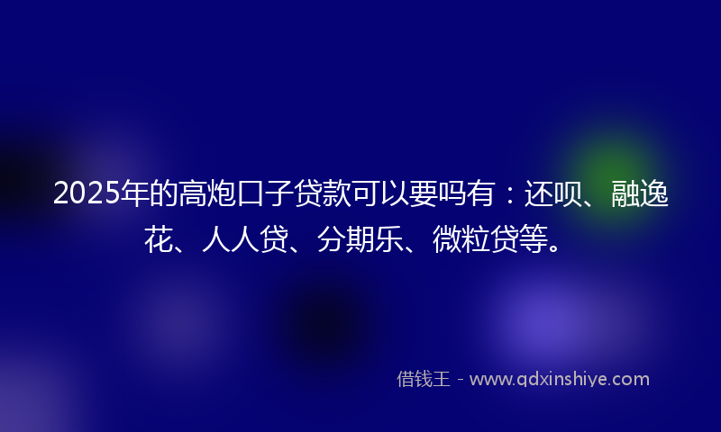 2025年的高炮口子贷款可以要吗有：还呗、融逸花、人人贷、分期乐、微粒贷等。