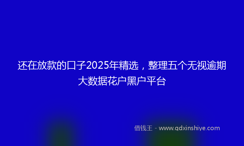 还在放款的口子2025年精选，整理五个无视逾期大数据花户黑户平台