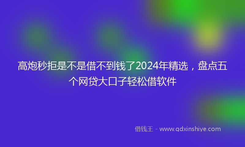 高炮秒拒是不是借不到钱了2024年精选，盘点五个网贷大口子轻松借软件