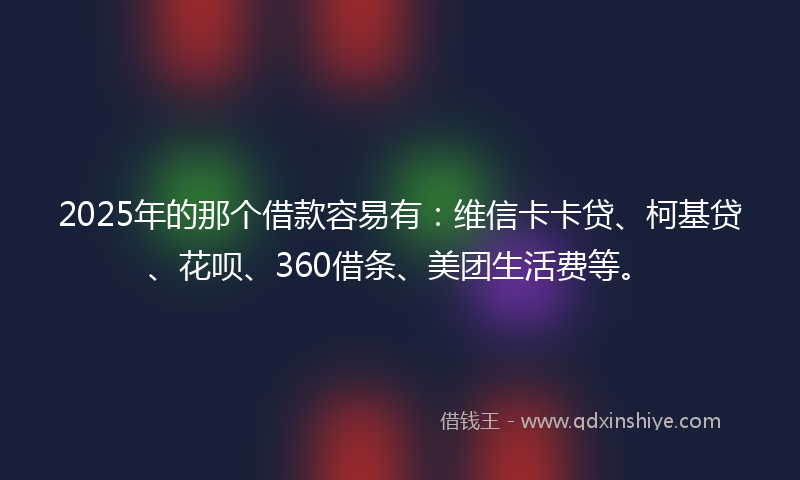 2025年的那个借款容易有：维信卡卡贷、柯基贷、花呗、360借条、美团生活费等。