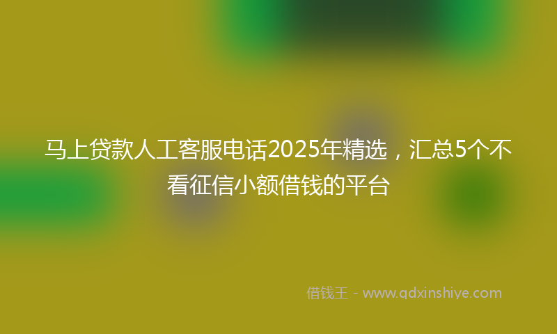 马上贷款人工客服电话2025年精选，汇总5个不看征信小额借钱的平台