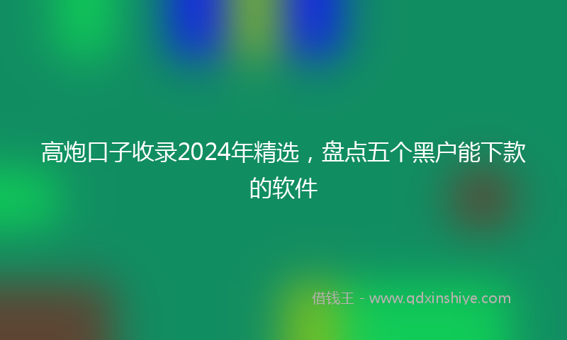 高炮口子收录2024年精选，盘点五个黑户能下款的软件