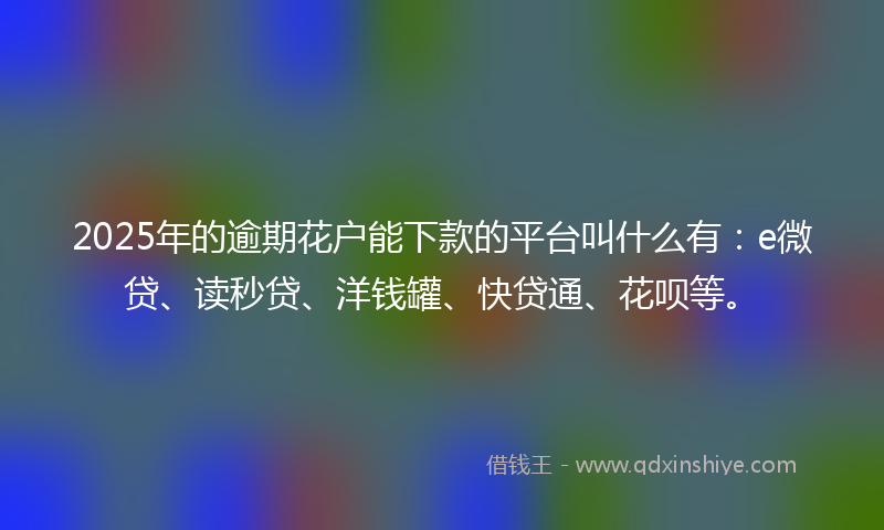2025年的逾期花户能下款的平台叫什么有：e微贷、读秒贷、洋钱罐、快贷通、花呗等。