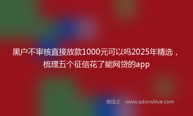 黑户不审核直接放款1000元可以吗2025年精选，梳理五个征信花了能网贷的app