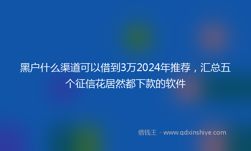 黑户什么渠道可以借到3万2024年推荐，汇总五个征信花居然都下款的软件