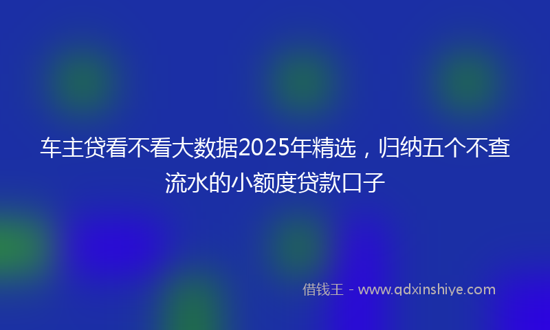 车主贷看不看大数据2025年精选，归纳五个不查流水的小额度贷款口子