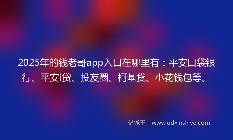 2025年的钱老哥app入口在哪里有：平安口袋银行、平安i贷、投友圈、柯基贷、小花钱包等。