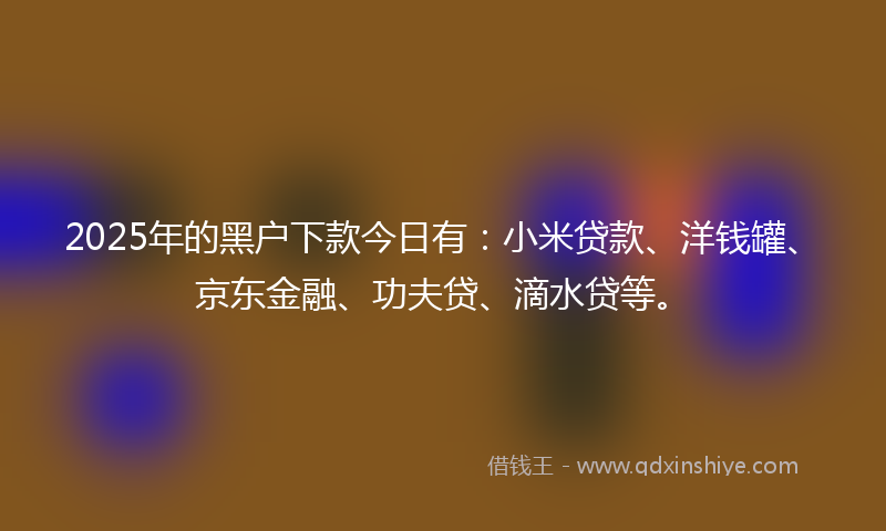2025年的黑户下款今日有：小米贷款、洋钱罐、京东金融、功夫贷、滴水贷等。
