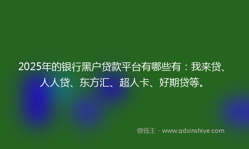 2025年的银行黑户贷款平台有哪些有：我来贷、人人贷、东方汇、超人卡、好期贷等。