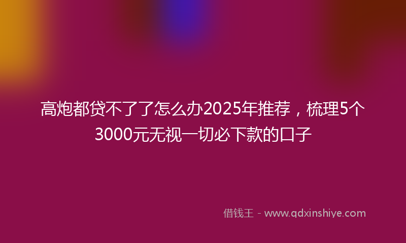 高炮都贷不了了怎么办2025年推荐，梳理5个3000元无视一切必下款的口子