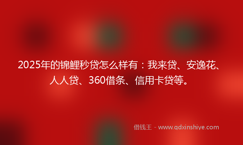 2025年的锦鲤秒贷怎么样有：我来贷、安逸花、人人贷、360借条、信用卡贷等。