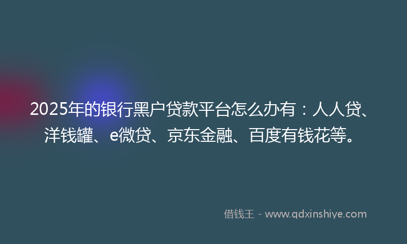 2025年的银行黑户贷款平台怎么办有：人人贷、洋钱罐、e微贷、京东金融、百度有钱花等。