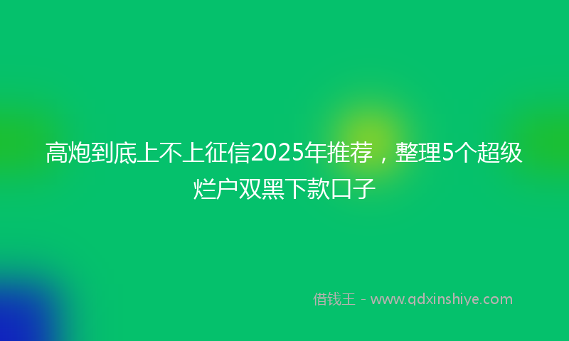 高炮到底上不上征信2025年推荐，整理5个超级烂户双黑下款口子