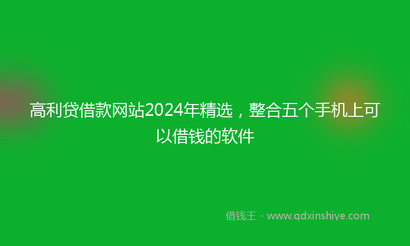 高利贷借款网站2024年精选，整合五个手机上可以借钱的软件