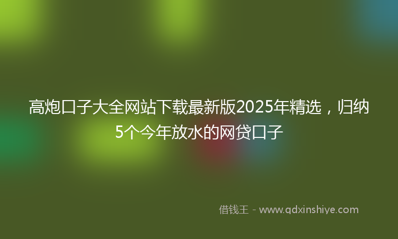 高炮口子大全网站下载最新版2025年精选，归纳5个今年放水的网贷口子