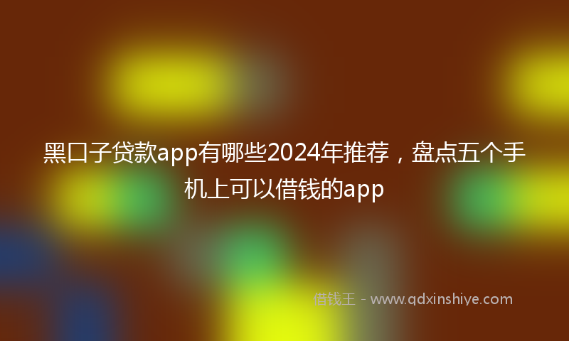 黑口子贷款app有哪些2024年推荐，盘点五个手机上可以借钱的app