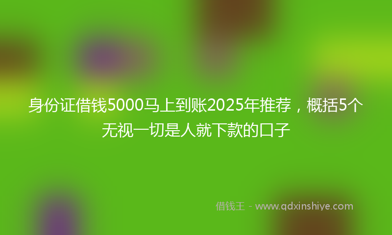 身份证借钱5000马上到账2025年推荐，概括5个无视一切是人就下款的口子