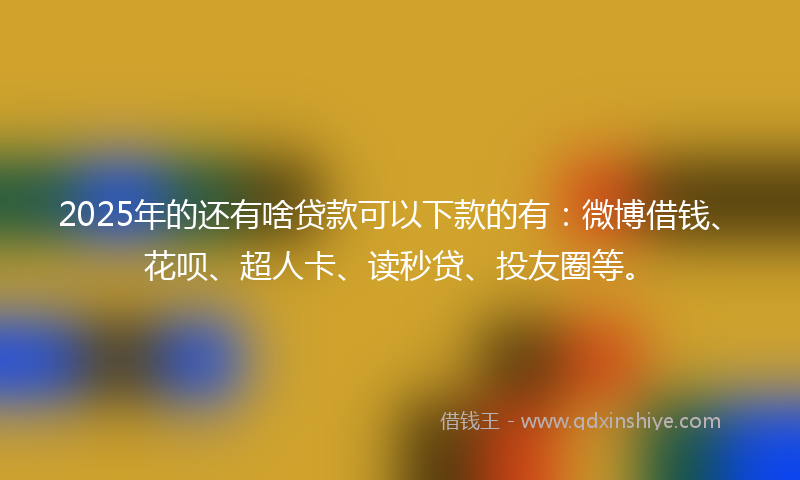 2025年的还有啥贷款可以下款的有：微博借钱、花呗、超人卡、读秒贷、投友圈等。