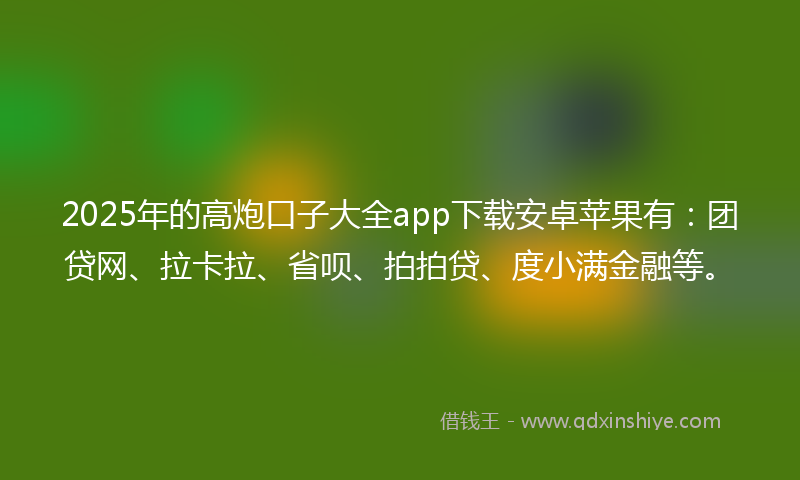 2025年的高炮口子大全app下载安卓苹果有：团贷网、拉卡拉、省呗、拍拍贷、度小满金融等。