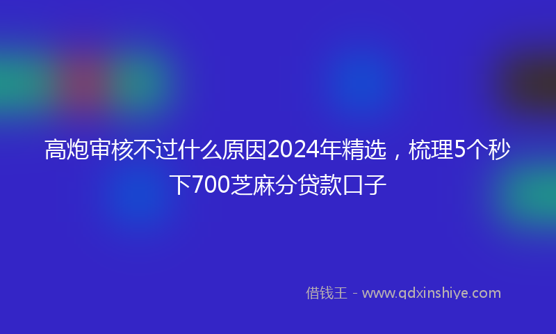 高炮审核不过什么原因2024年精选，梳理5个秒下700芝麻分贷款口子