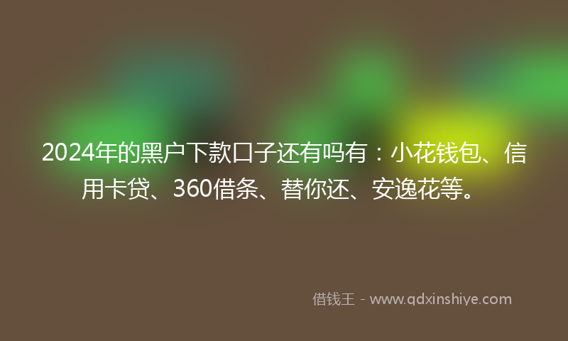 2024年的黑户下款口子还有吗有：小花钱包、信用卡贷、360借条、替你还、安逸花等。
