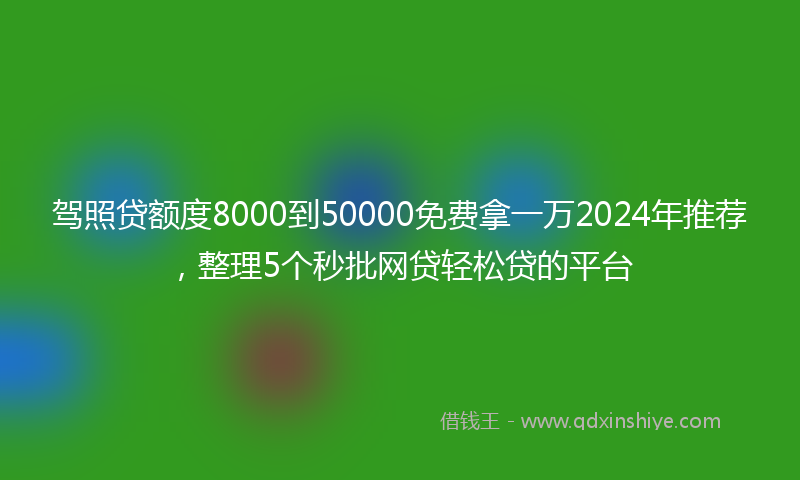 驾照贷额度8000到50000免费拿一万2024年推荐，整理5个秒批网贷轻松贷的平台