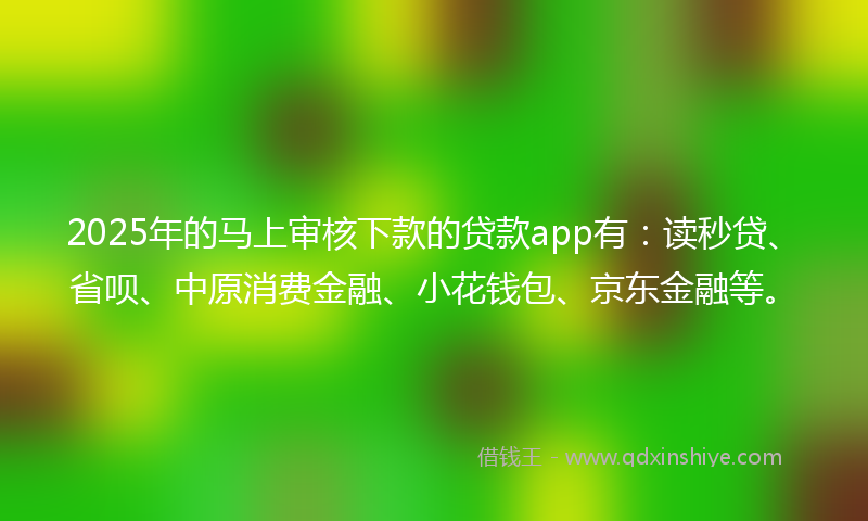 2025年的马上审核下款的贷款app有：读秒贷、省呗、中原消费金融、小花钱包、京东金融等。