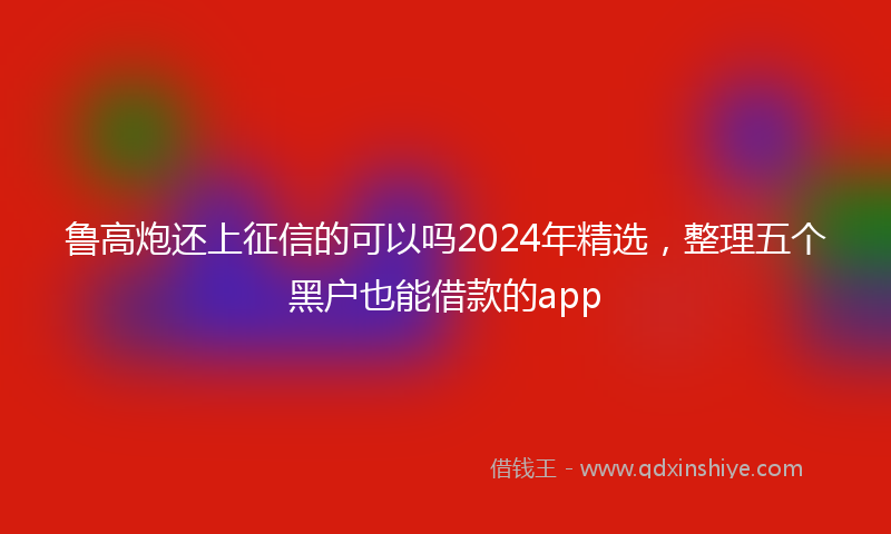 鲁高炮还上征信的可以吗2024年精选，整理五个黑户也能借款的app
