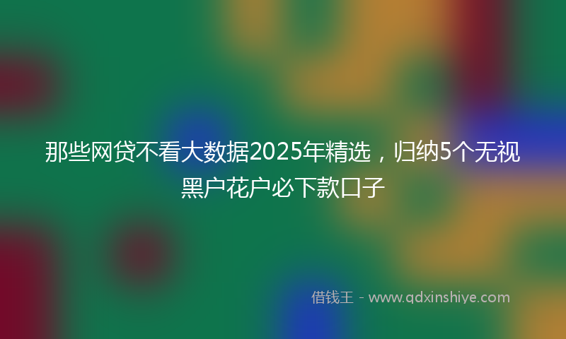 那些网贷不看大数据2025年精选，归纳5个无视黑户花户必下款口子