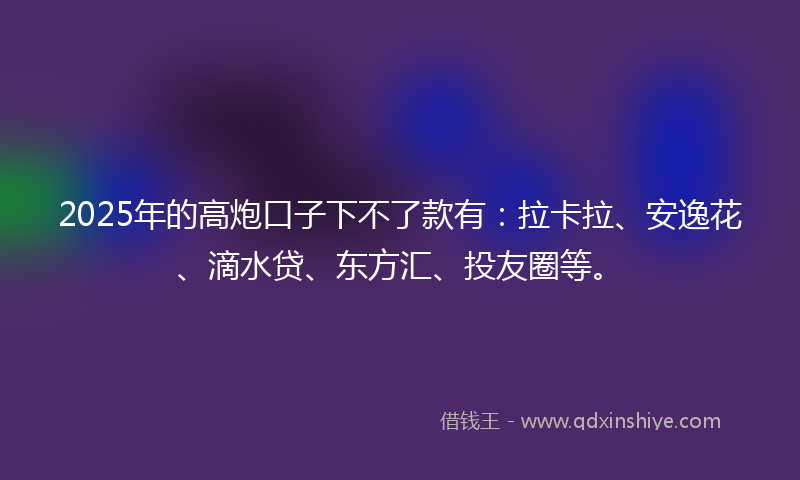 2025年的高炮口子下不了款有：拉卡拉、安逸花、滴水贷、东方汇、投友圈等。