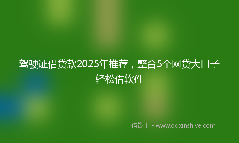 驾驶证借贷款2025年推荐，整合5个网贷大口子轻松借软件