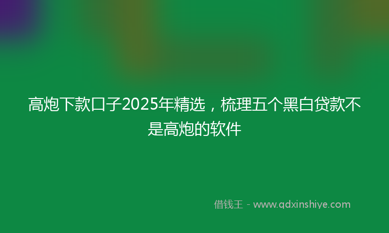 高炮下款口子2025年精选，梳理五个黑白贷款不是高炮的软件