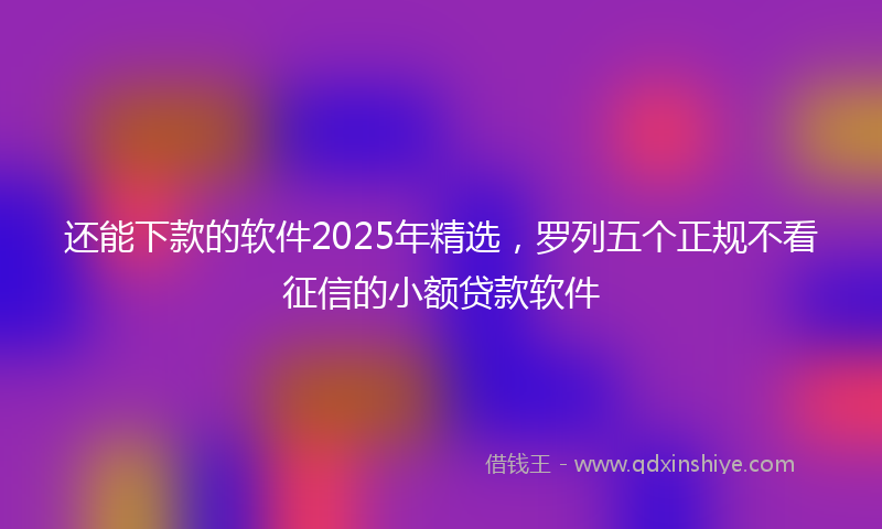 还能下款的软件2025年精选，罗列五个正规不看征信的小额贷款软件