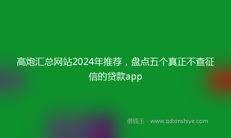 高炮汇总网站2024年推荐，盘点五个真正不查征信的贷款app