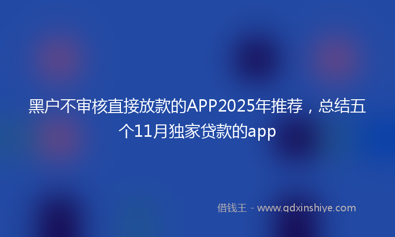 黑户不审核直接放款的APP2025年推荐，总结五个11月独家贷款的app