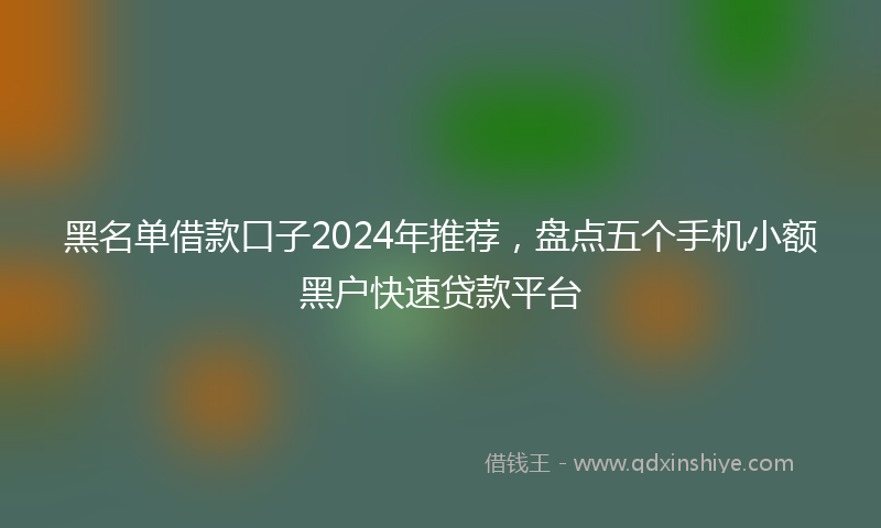 黑名单借款口子2024年推荐，盘点五个手机小额黑户快速贷款平台