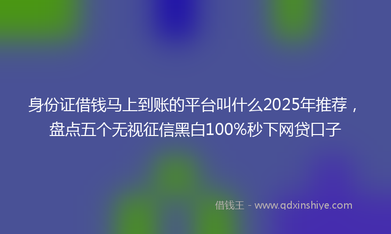 身份证借钱马上到账的平台叫什么2025年推荐，盘点五个无视征信黑白100%秒下网贷口子