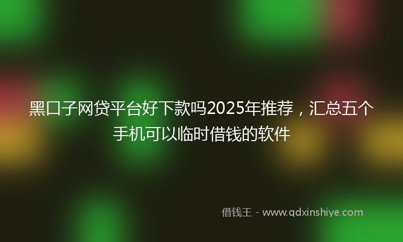 黑口子网贷平台好下款吗2025年推荐，汇总五个手机可以临时借钱的软件