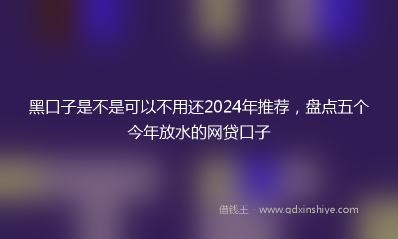 黑口子是不是可以不用还2024年推荐，盘点五个今年放水的网贷口子