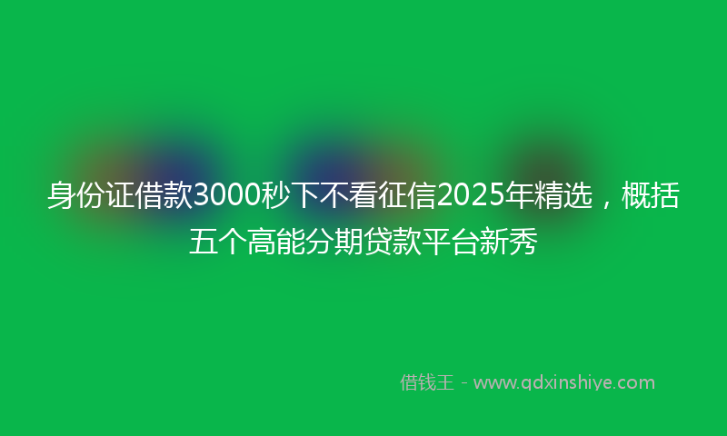身份证借款3000秒下不看征信2025年精选，概括五个高能分期贷款平台新秀