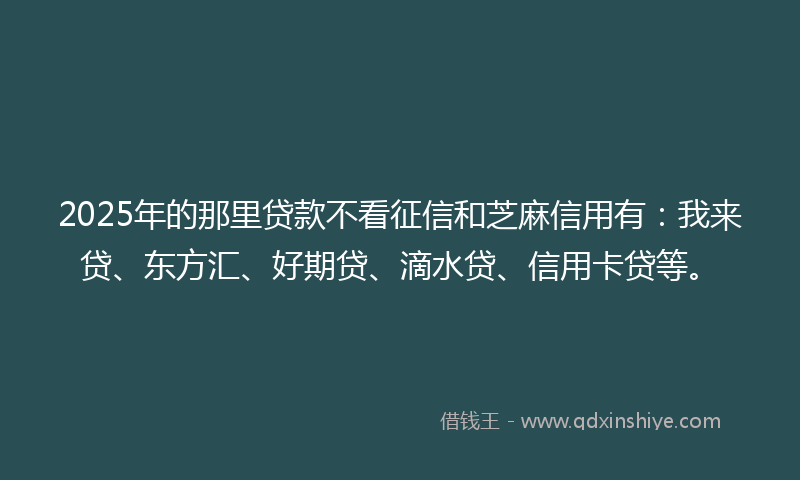 2025年的那里贷款不看征信和芝麻信用有：我来贷、东方汇、好期贷、滴水贷、信用卡贷等。