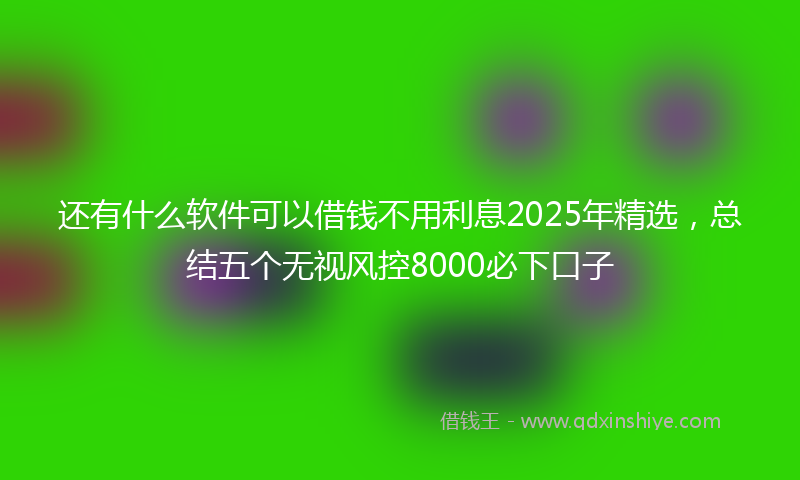 还有什么软件可以借钱不用利息2025年精选，总结五个无视风控8000必下口子