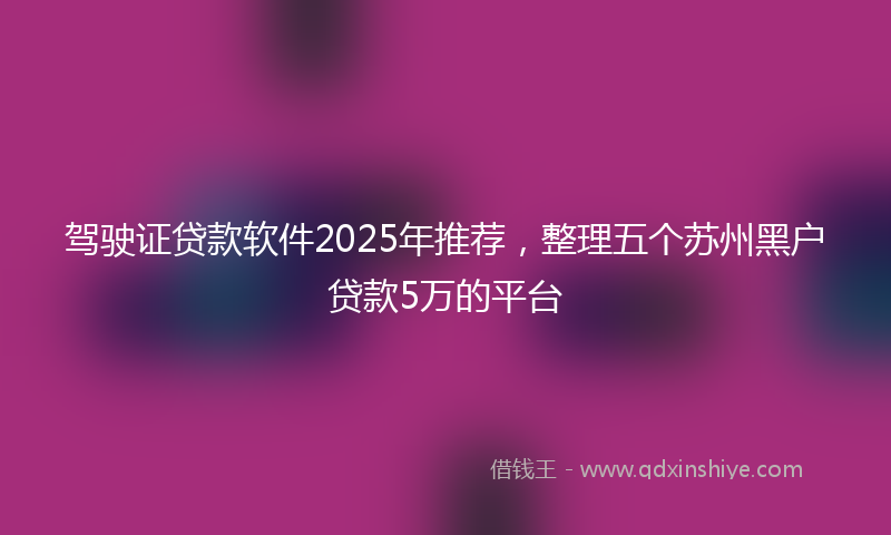 驾驶证贷款软件2025年推荐，整理五个苏州黑户贷款5万的平台