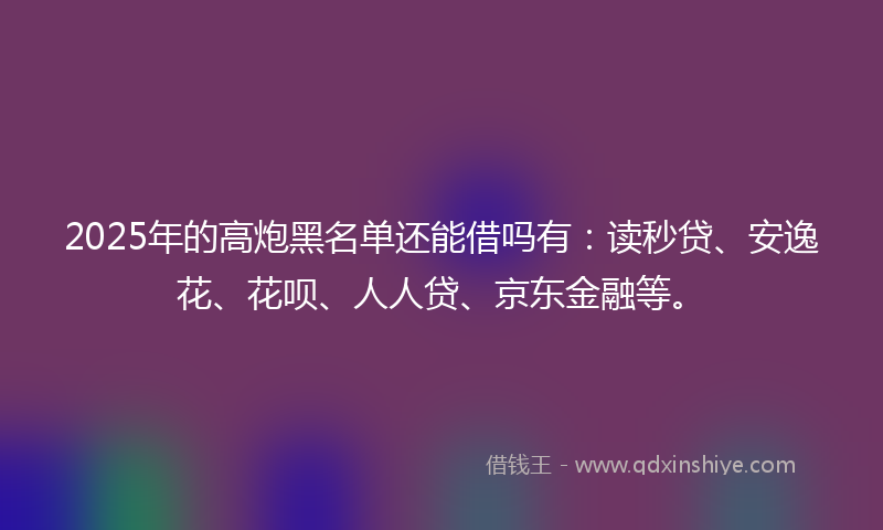 2025年的高炮黑名单还能借吗有：读秒贷、安逸花、花呗、人人贷、京东金融等。
