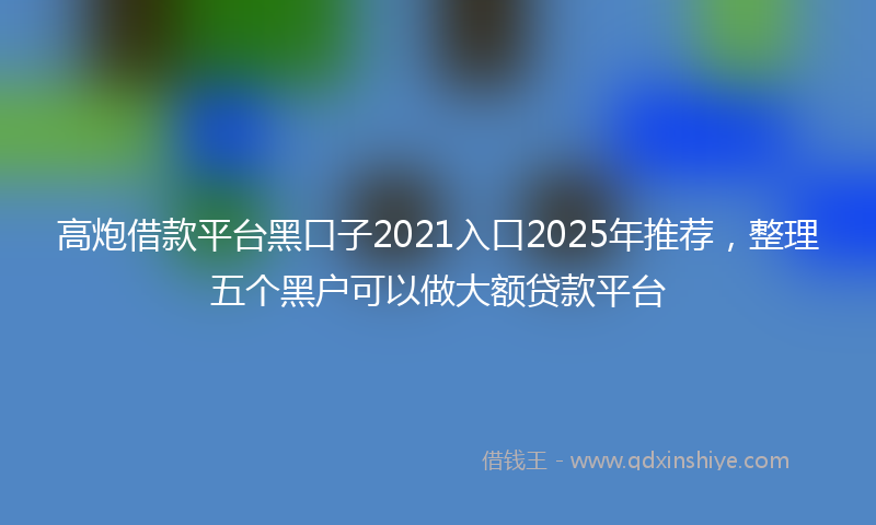 高炮借款平台黑口子2021入口2025年推荐，整理五个黑户可以做大额贷款平台